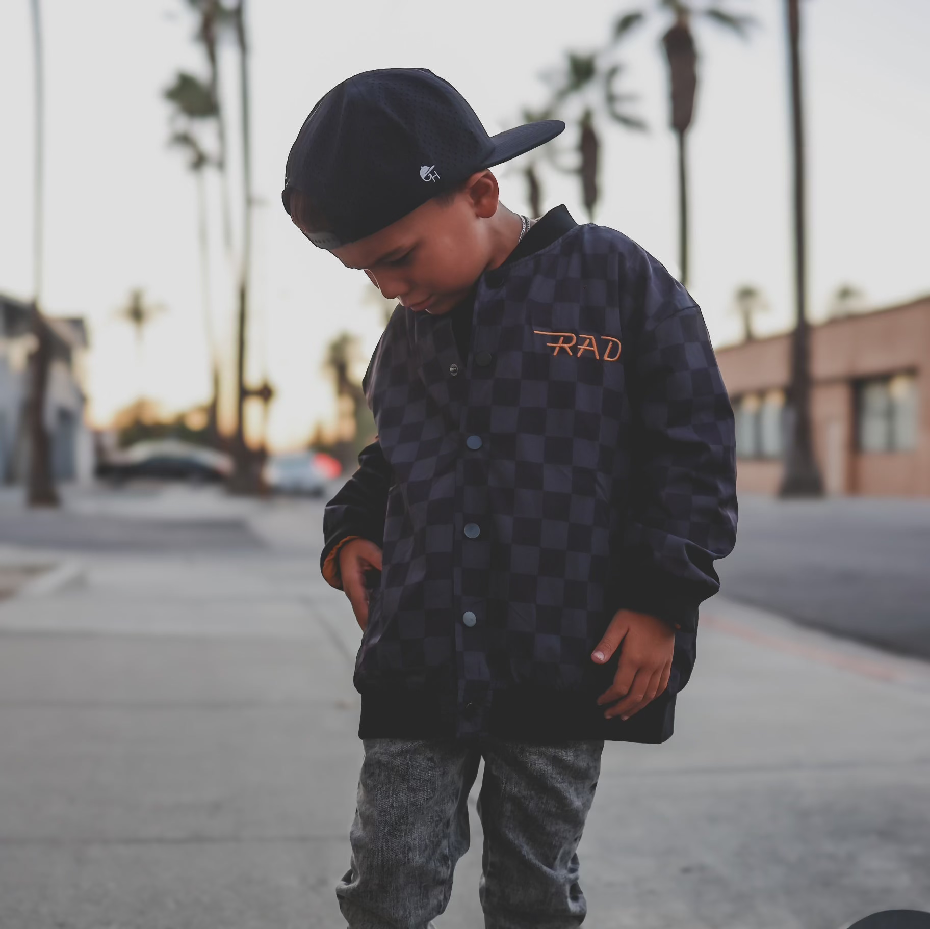 Kids' Checkered Waterproof Letterman Jacket