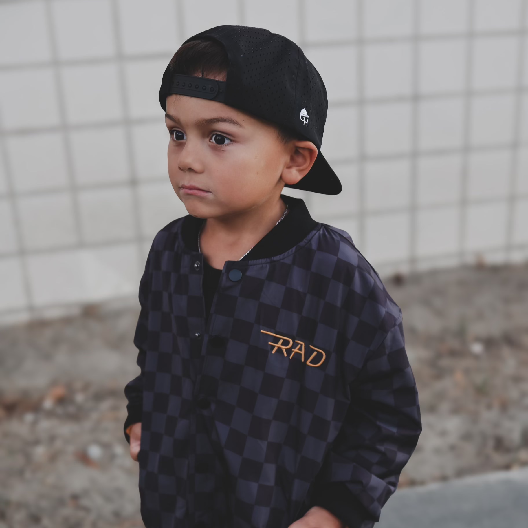 Kids' Checkered Waterproof Letterman Jacket