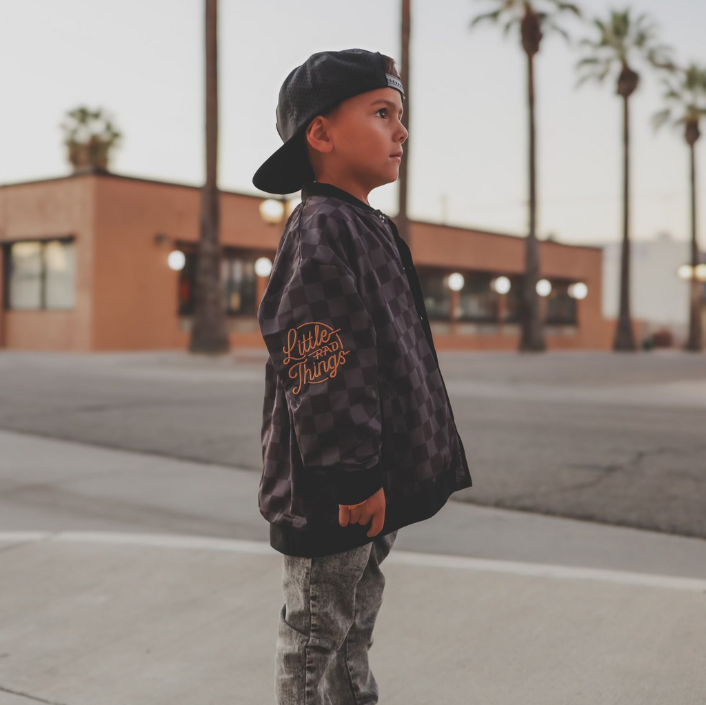 Kids' Checkered Waterproof Letterman Jacket