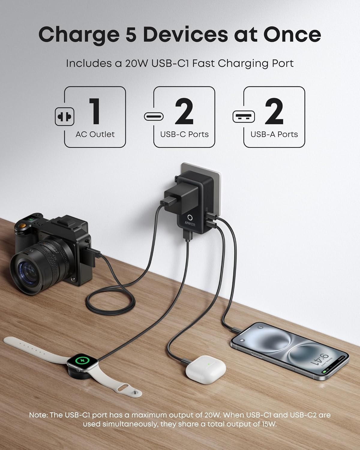Anker Nano 20W Travel Adapter (5-in-1)