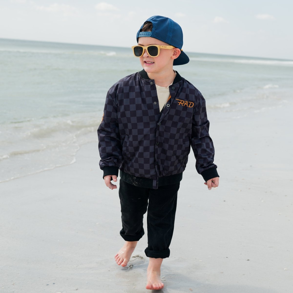 Kids' Checkered Waterproof Letterman Jacket