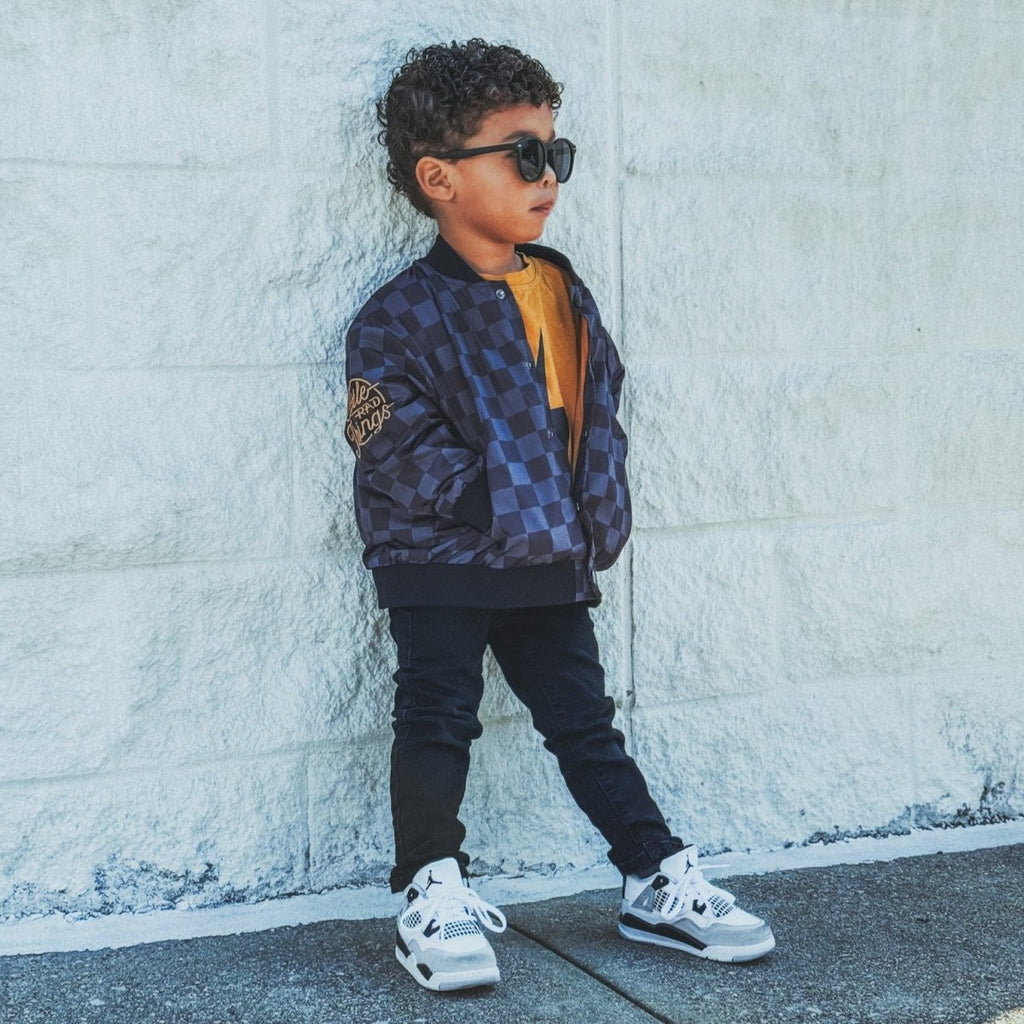 Kids' Checkered Waterproof Letterman Jacket