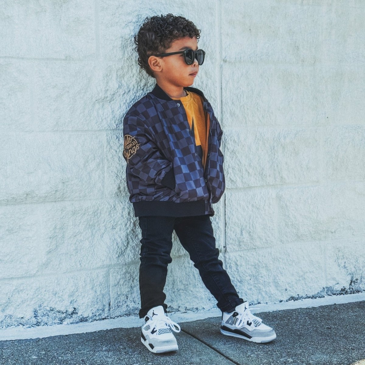 Kids' Checkered Waterproof Letterman Jacket