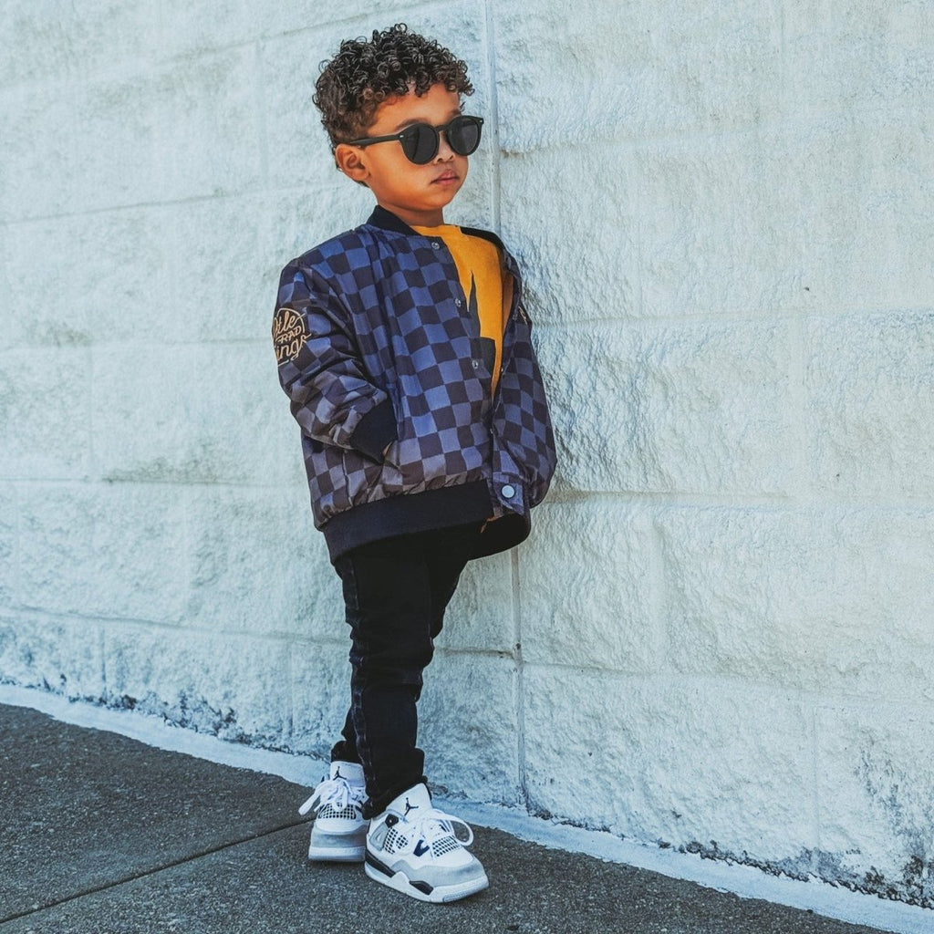 Kids' Checkered Waterproof Letterman Jacket