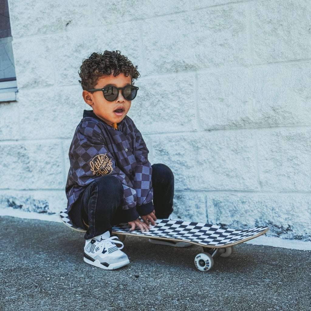 Kids' Checkered Waterproof Letterman Jacket