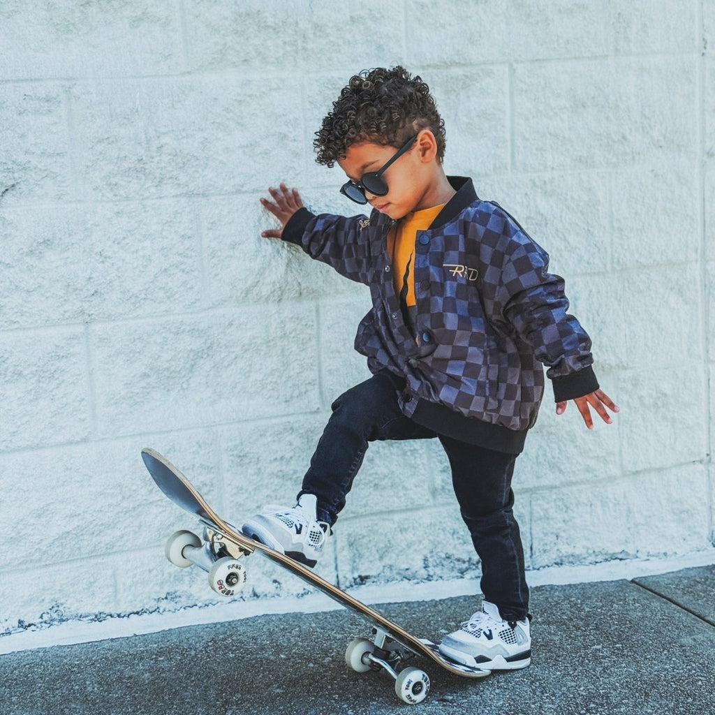 Kids' Checkered Waterproof Letterman Jacket