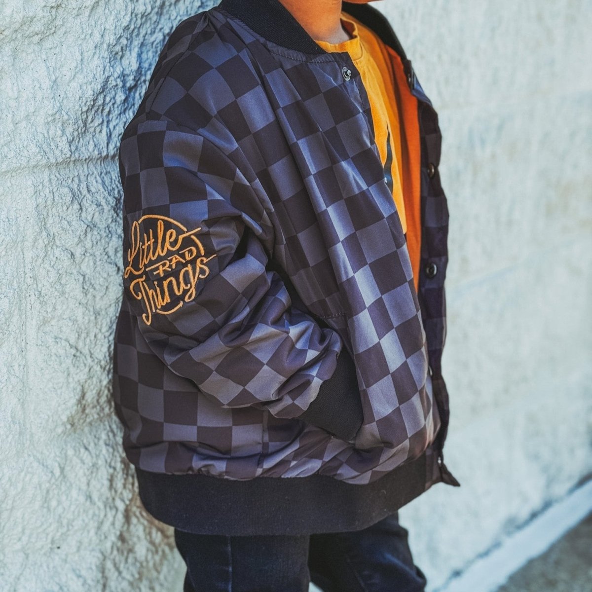 Kids' Checkered Waterproof Letterman Jacket